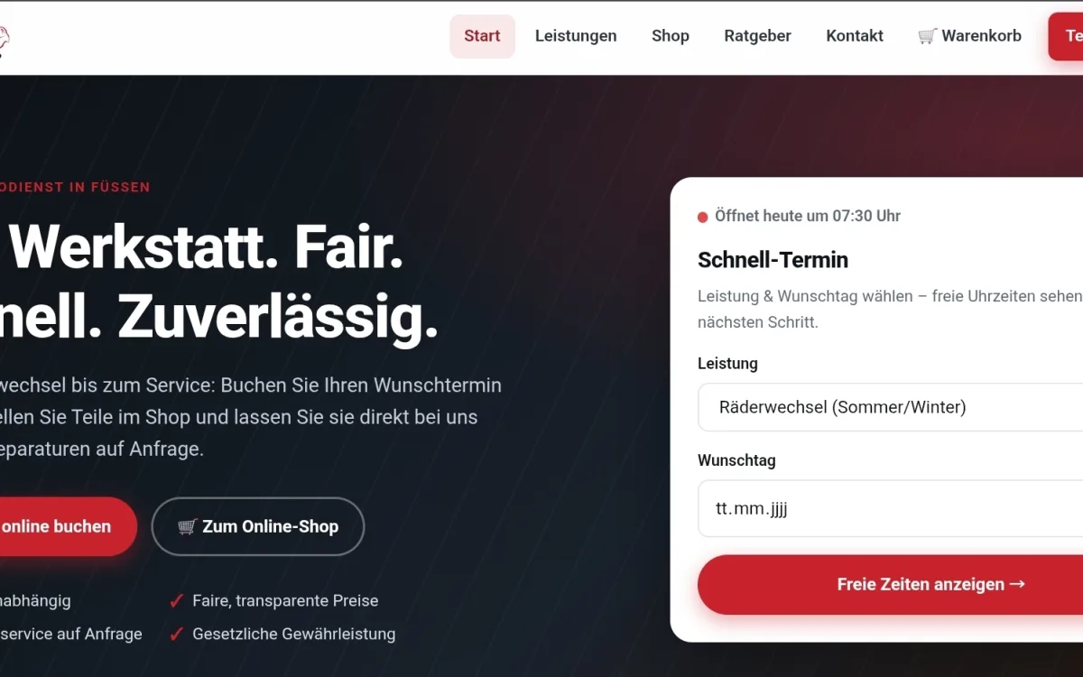 Vorschau der Website Car Repair